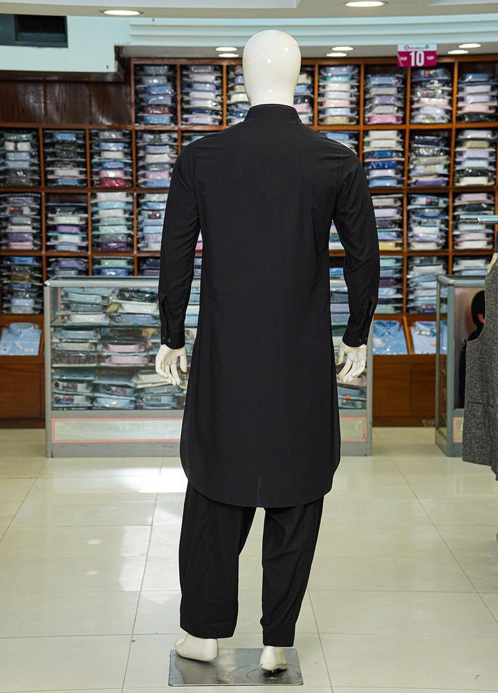 Aizaz Zafar Wash N Wear Formal Kameez Shalwar for Men -  D-685 Black-1