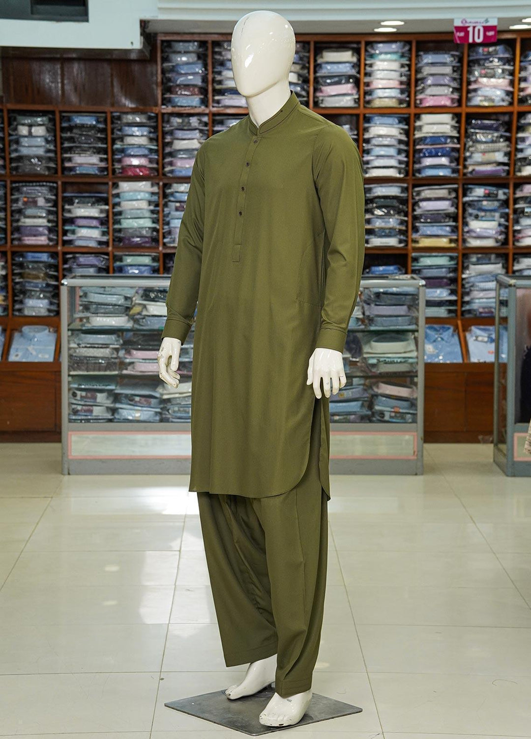 Aizaz Zafar Wash N Wear Formal Kameez Shalwar for Men -  D-685 Green