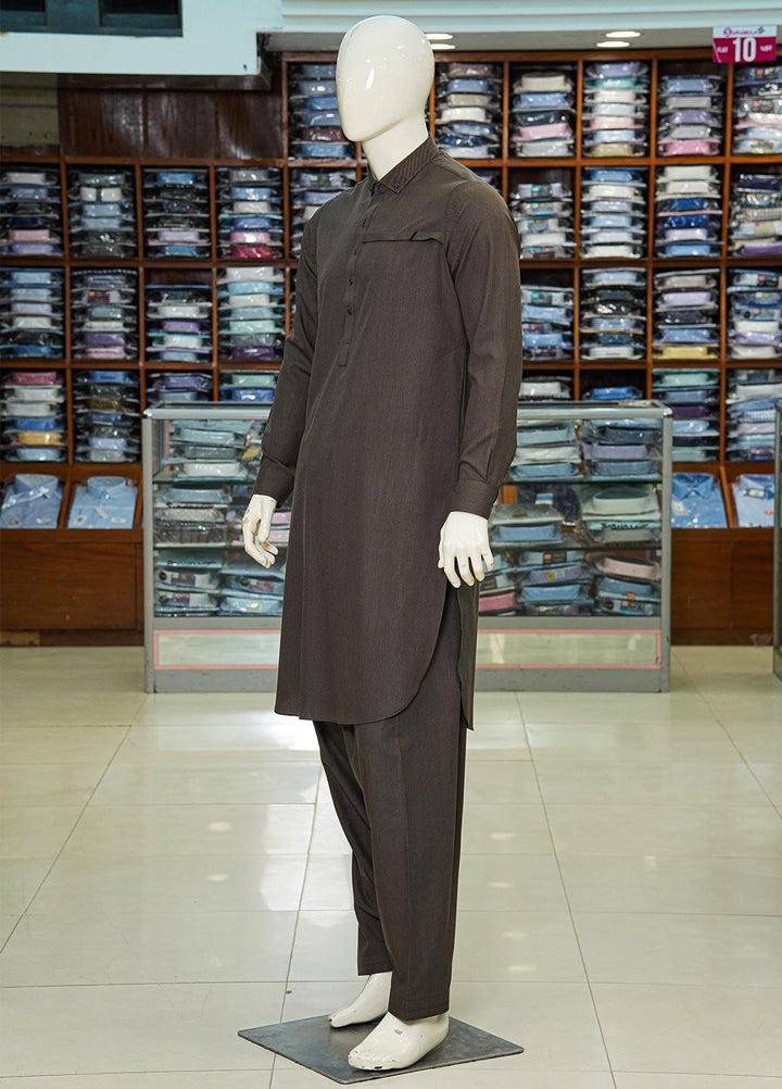Aizaz Zafar Wash N Wear Formal Kameez Shalwar for Men -  D-685 Brown