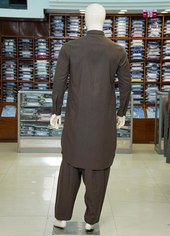 Aizaz Zafar Wash N Wear Formal Kameez Shalwar for Men -  D-685 Brown