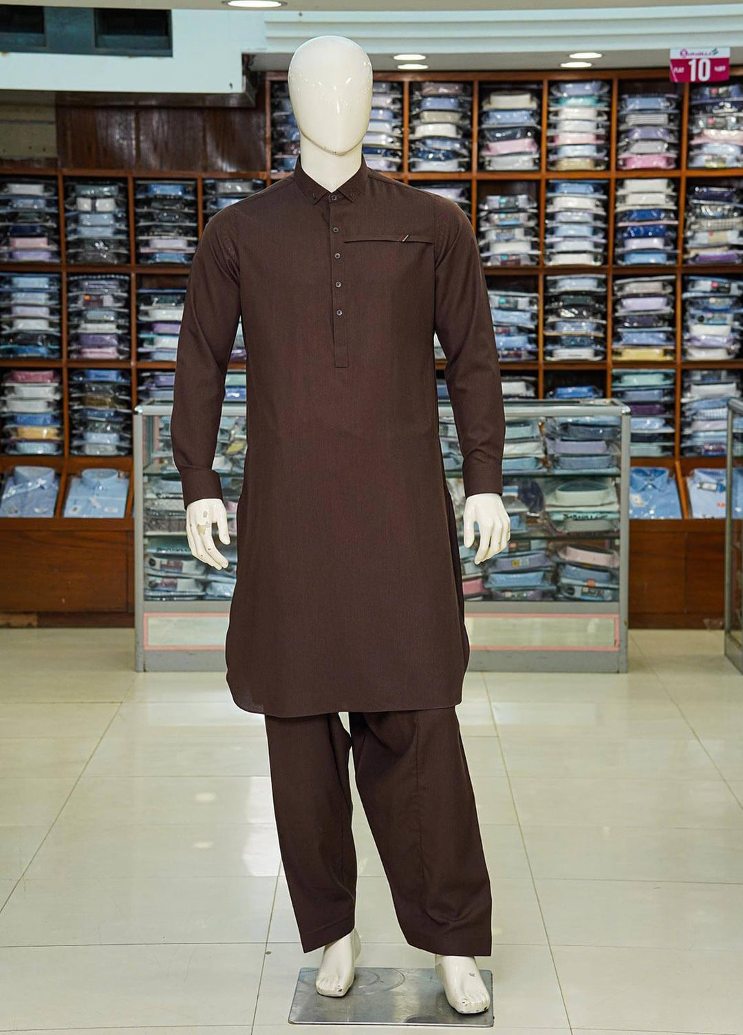 Aizaz Zafar Wash N Wear Formal Kameez Shalwar for Men -  D-685 D Brown