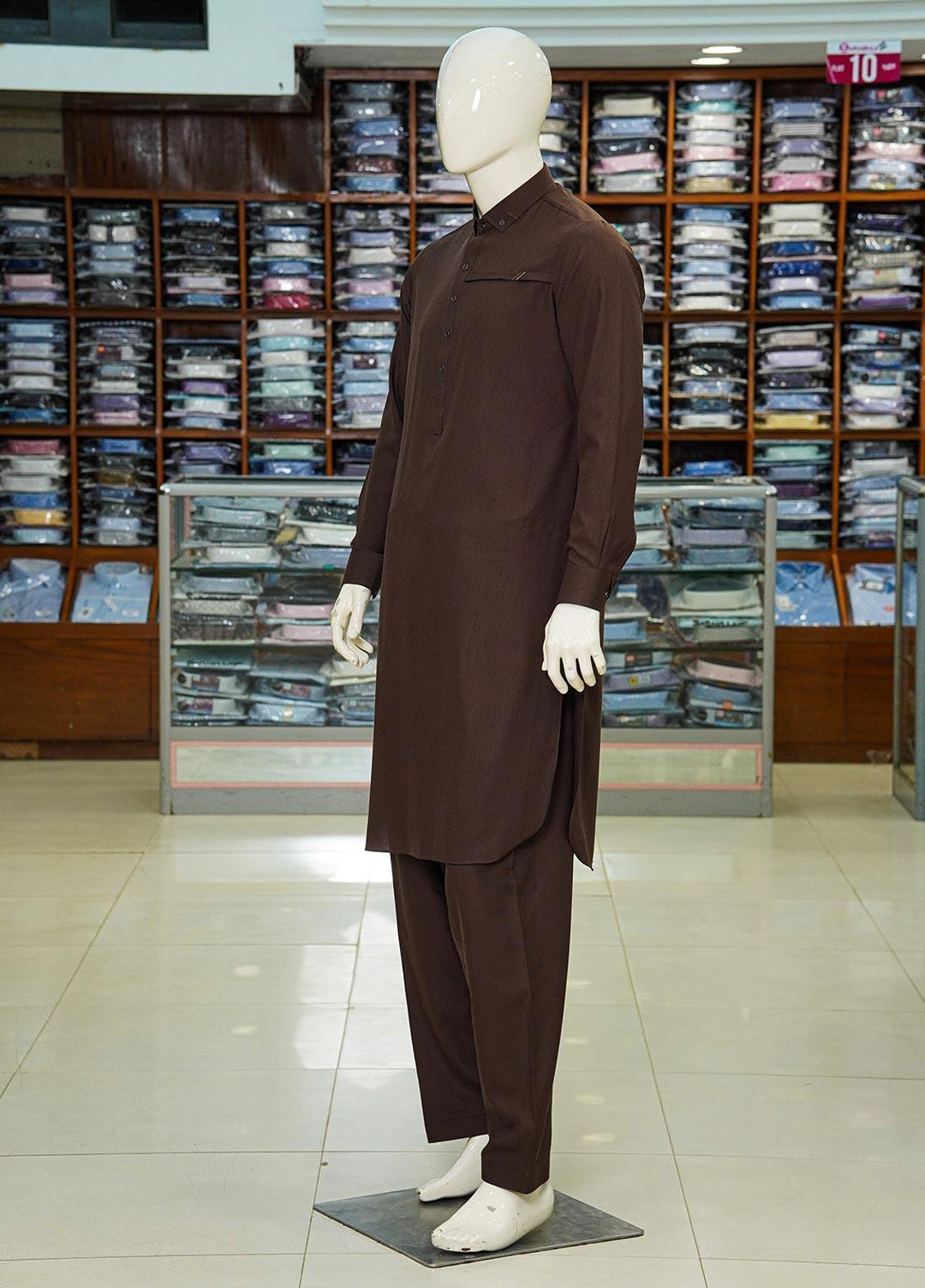 Aizaz Zafar Wash N Wear Formal Kameez Shalwar for Men -  D-685 D Brown