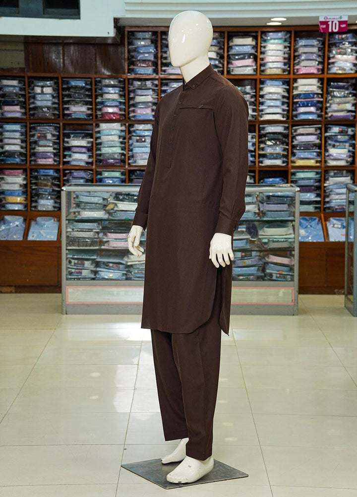 Aizaz Zafar Wash N Wear Formal Kameez Shalwar for Men -  D-685 D Brown