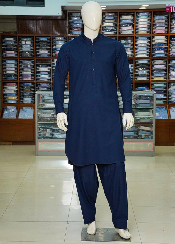 Aizaz Zafar Wash N Wear Formal Kameez Shalwar for Men -  D-685 Blue