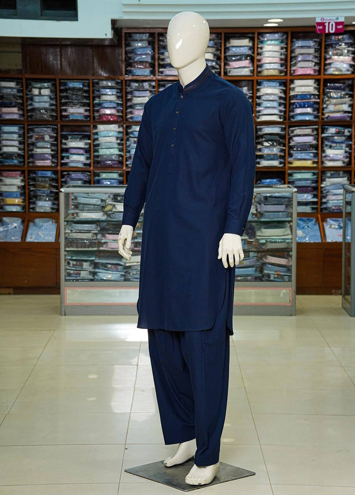 Aizaz Zafar Wash N Wear Formal Kameez Shalwar for Men -  D-685 Blue