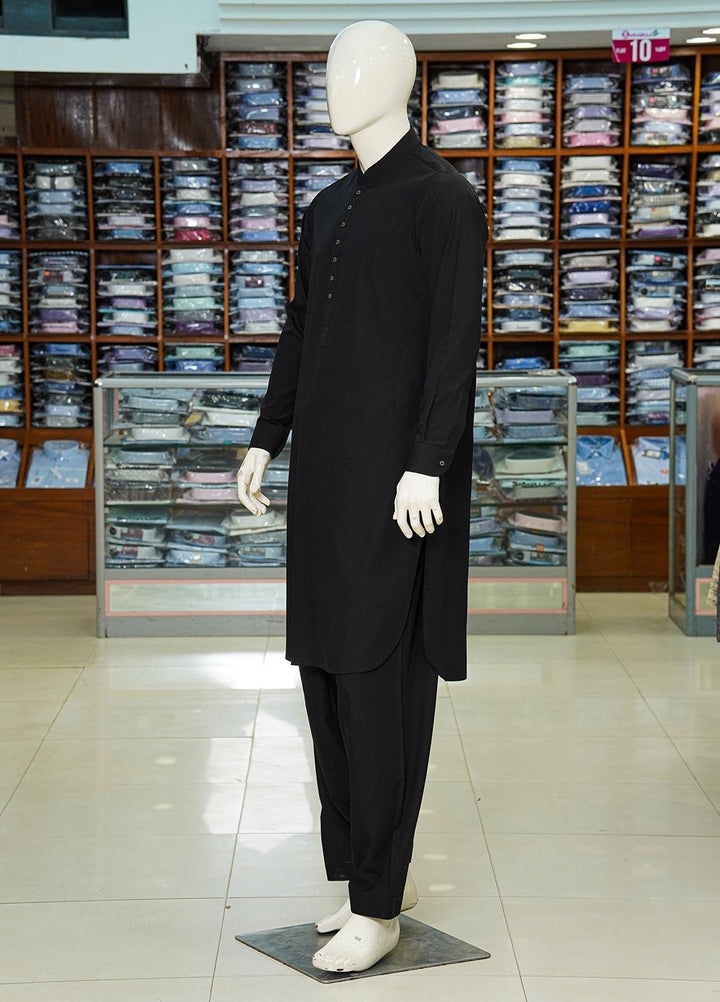 Aizaz Zafar Wash N Wear Formal Kameez Shalwar for Men -  D-685 Black-2