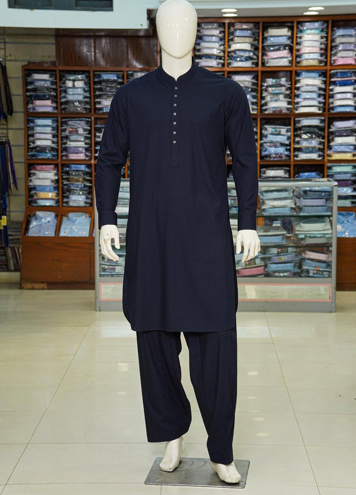 Aizaz Zafar Wash N Wear Formal Kameez Shalwar for Men -  D-685 N-Blue