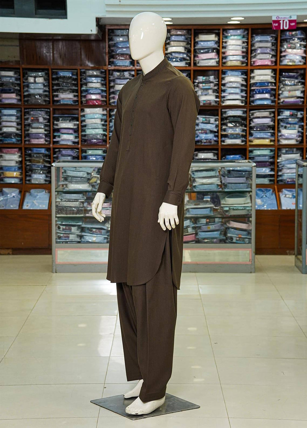 Aizaz Zafar Wash N Wear Formal Kameez Shalwar for Men -  D-85 Brown