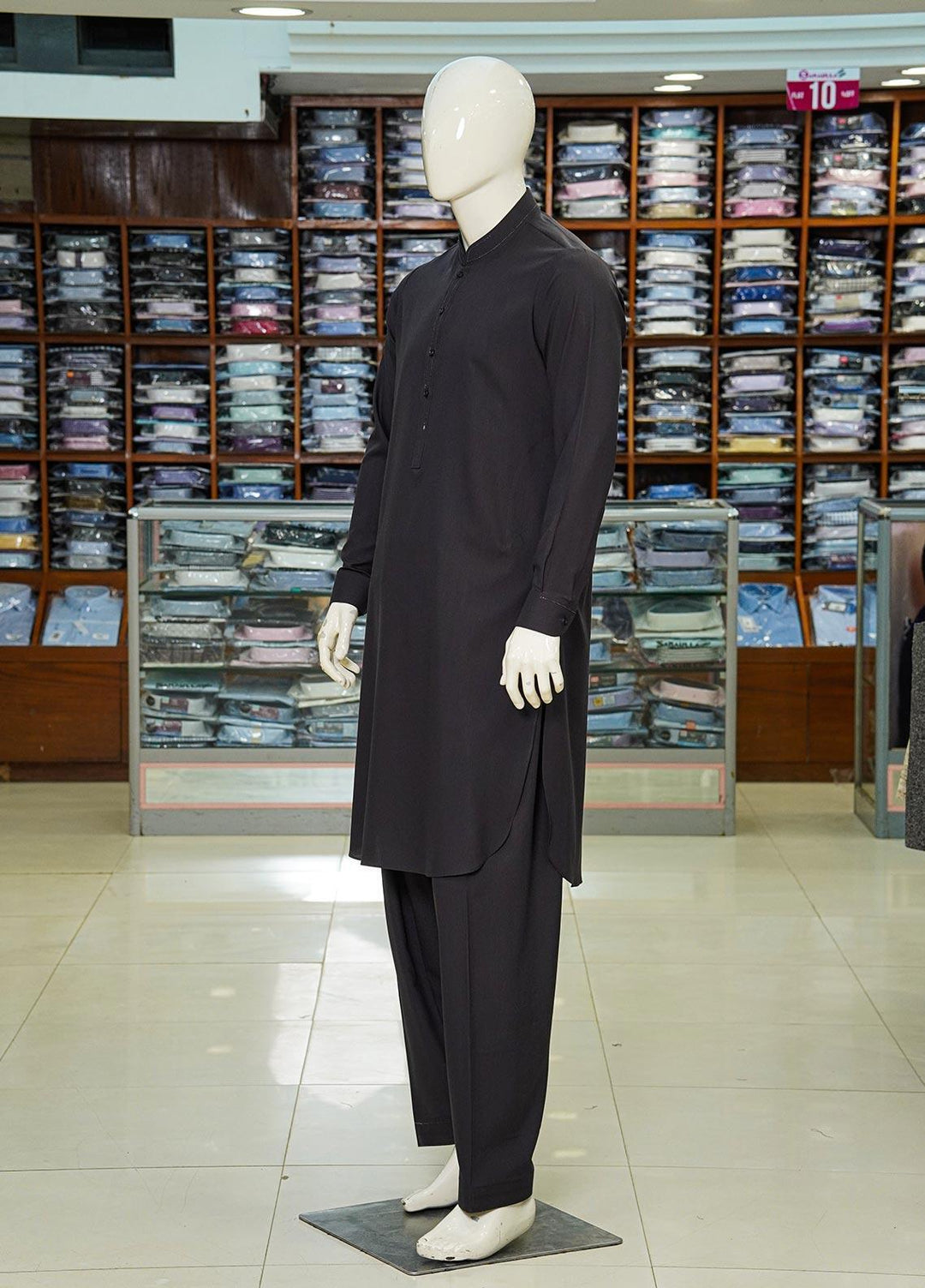 Aizaz Zafar Wash N Wear Formal Kameez Shalwar for Men -  D-685 Charcoal Grey