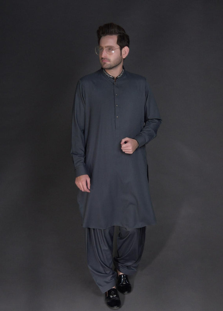 Aizaz Zafar Wash N Wear Formal Kameez Shalwar for Men -  D-685 Grey