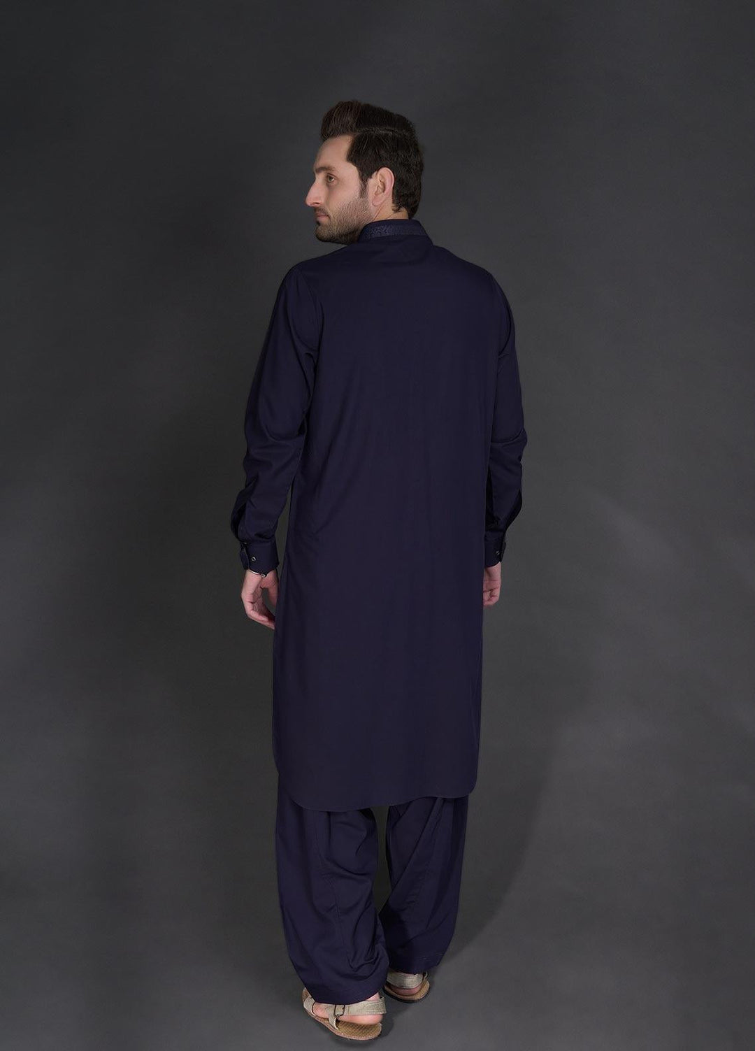 Aizaz Zafar Wash N Wear Formal Men Kameez Shalwar -  D-685 N-Blue