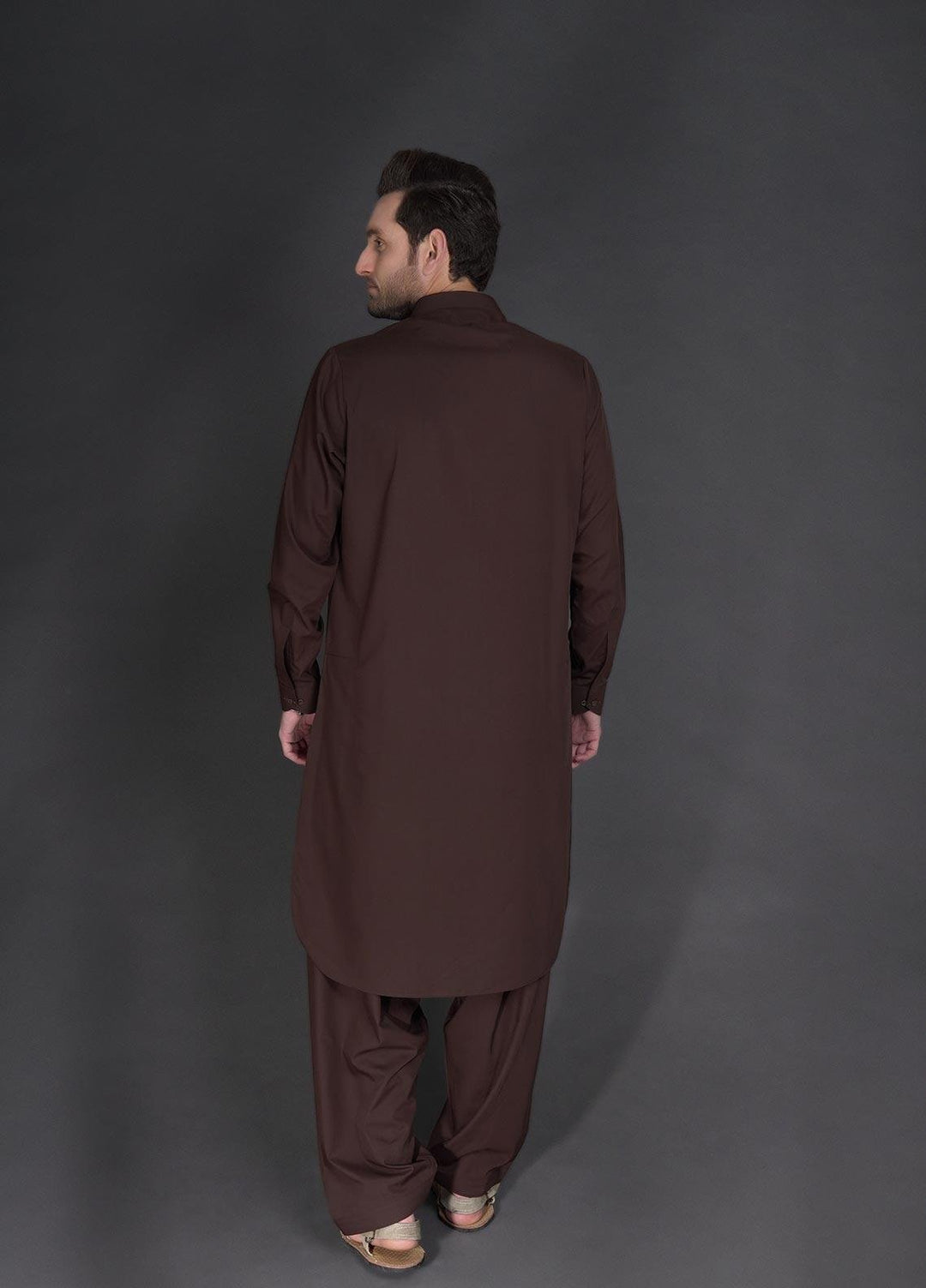 Aizaz Zafar Wash N Wear Formal Kameez Shalwar for Men -  D-685 Dark Brown