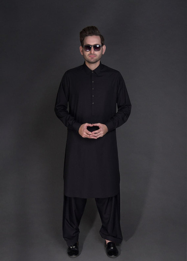 Aizaz Zafar Wash N Wear Formal Men Kameez Shalwar -  D-685 Black
