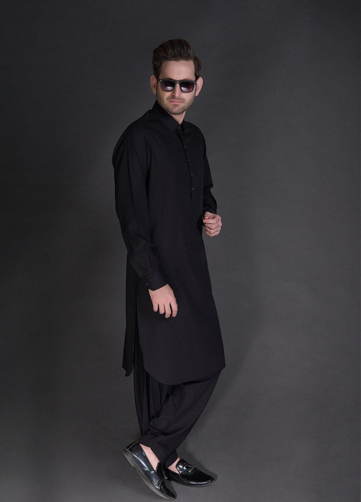 Aizaz Zafar Wash N Wear Formal Men Kameez Shalwar -  D-685 Black