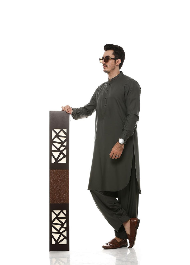 Aizaz Zafar Wash N Wear Formal Men Kameez Shalwar -  D-685 Grey