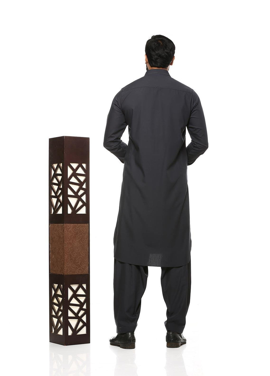 Aizaz Zafar Wash N Wear Formal Men Kameez Shalwar -  D-685 Dark Grey