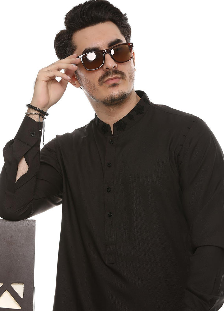 Aizaz Zafar Wash N Wear Formal Men Kameez Shalwar -  D-685 D-Grey