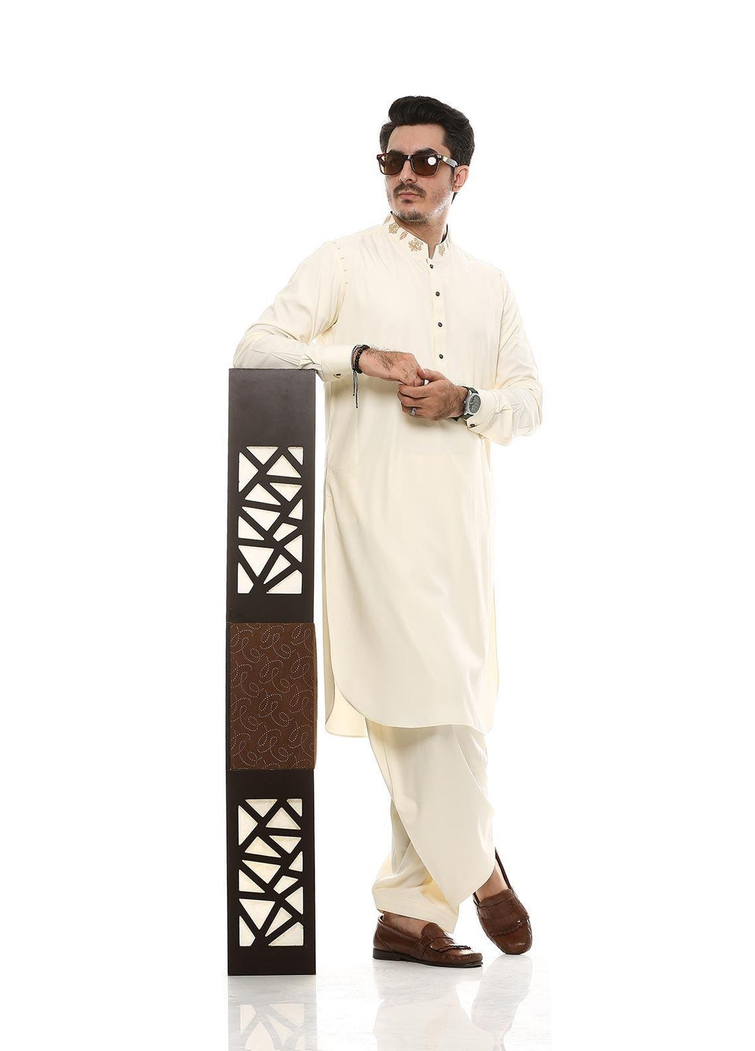Aizaz Zafar Wash N Wear Formal Kameez Shalwar for Men -  D-685 Boskie