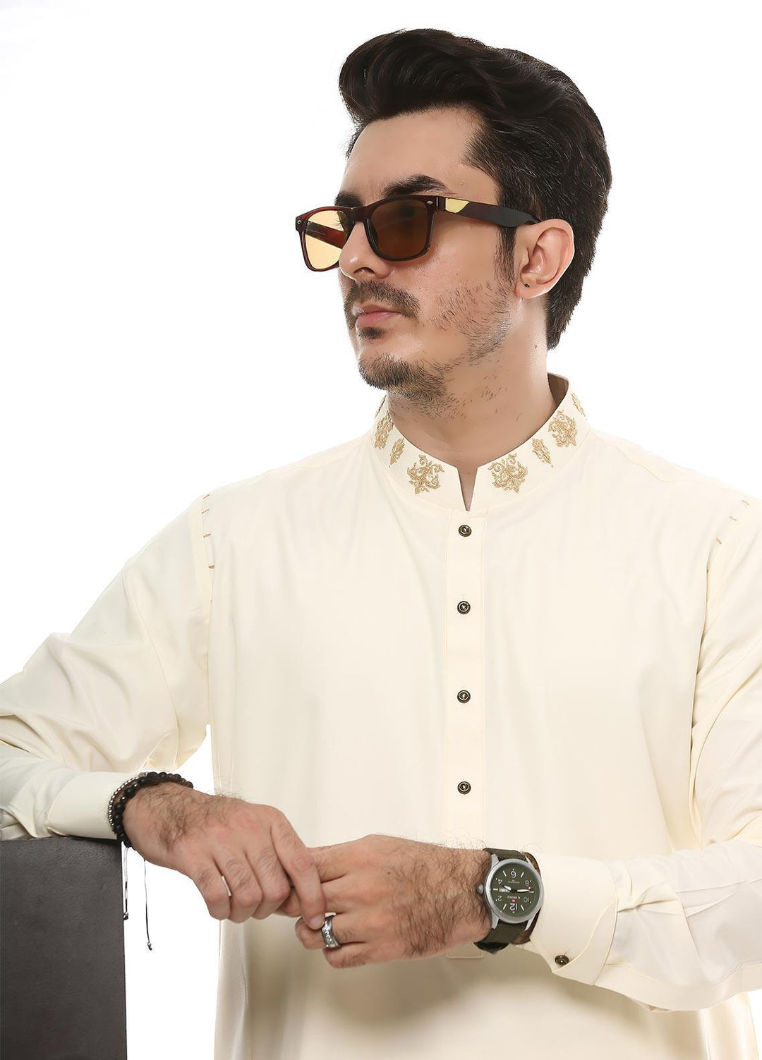 Aizaz Zafar Wash N Wear Formal Kameez Shalwar for Men -  D-685 Boskie
