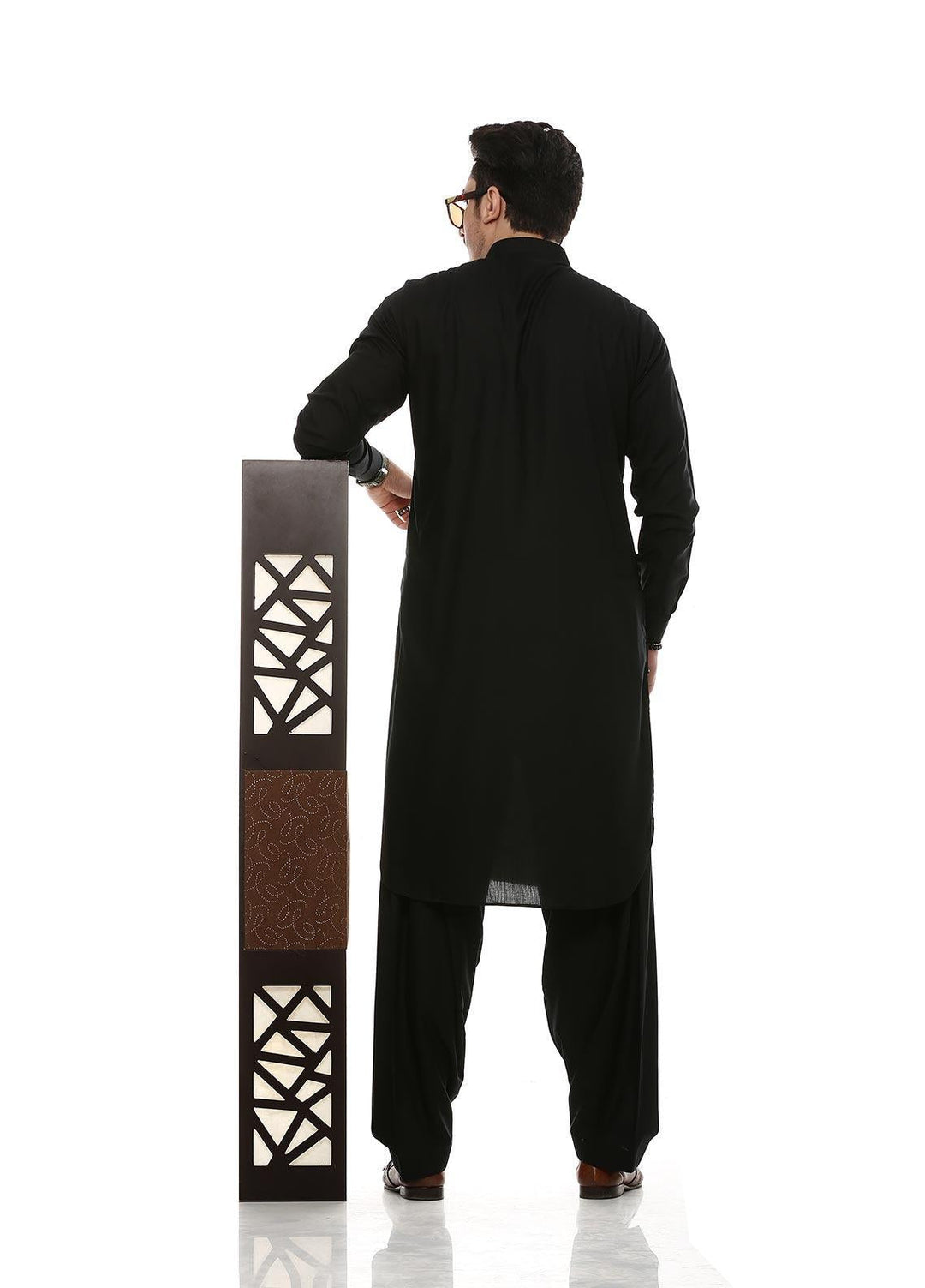 Aizaz Zafar Wash N Wear Formal Men Kameez Shalwar -  D-685 Black