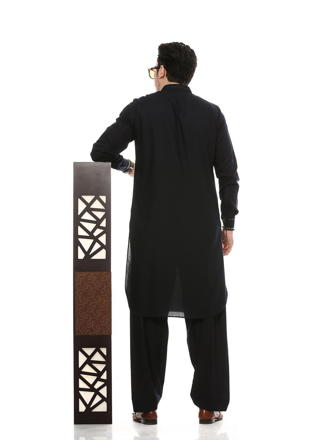 Aizaz Zafar Wash N Wear Formal Men Kameez Shalwar -  D-685 Navy Blue