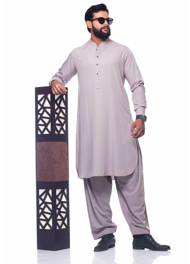 Aizaz Zafar Wash N Wear Formal Men Kameez Shalwar -  D-1407 Grey