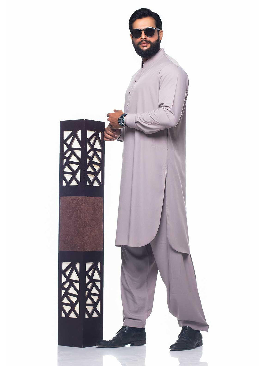 Aizaz Zafar Wash N Wear Formal Men Kameez Shalwar -  D-1407 Grey