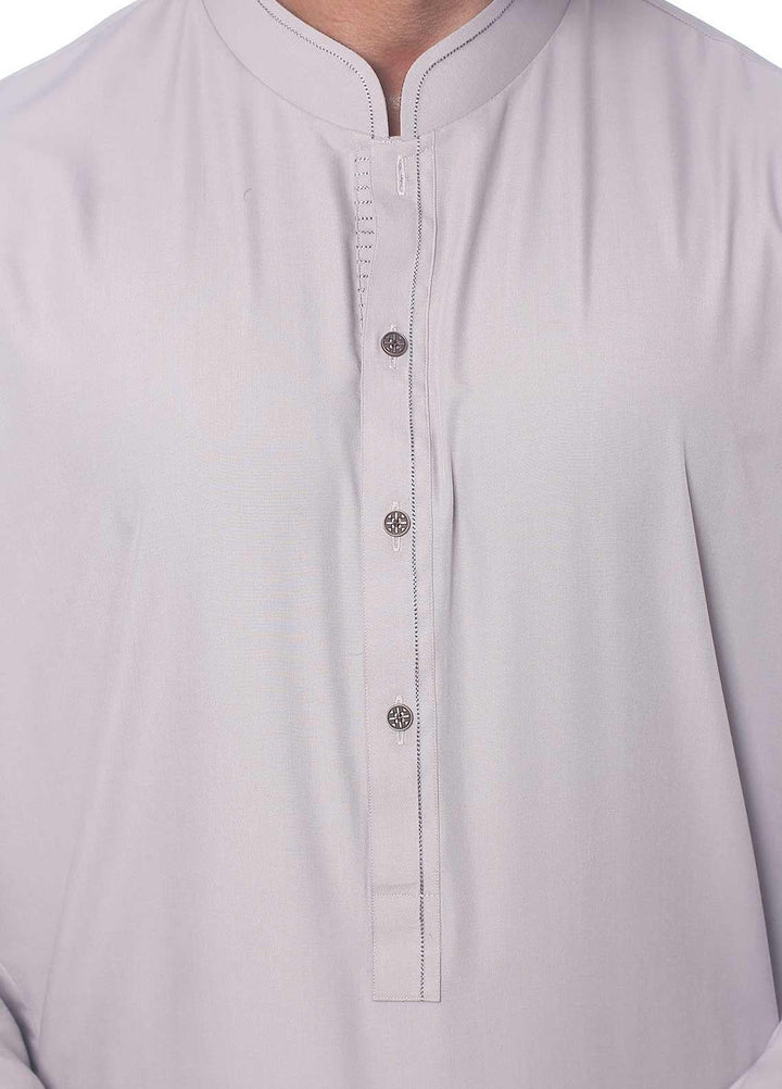 Aizaz Zafar Wash N Wear Formal Men Kameez Shalwar -  D-1407 Grey