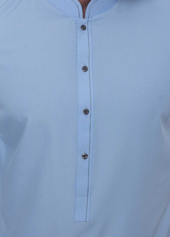 Aizaz Zafar Wash N Wear Formal Kameez Shalwar for Men -  D-1407 Sk-Blue