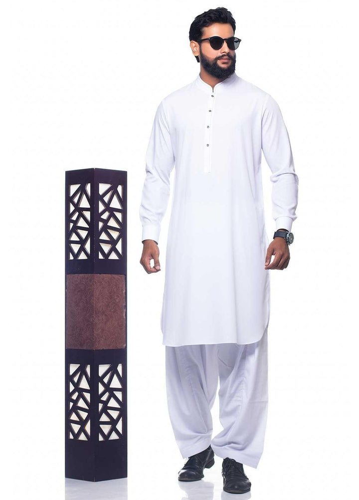 Aizaz Zafar Wash N Wear Formal Kameez Shalwar for Men -  D-1407 White