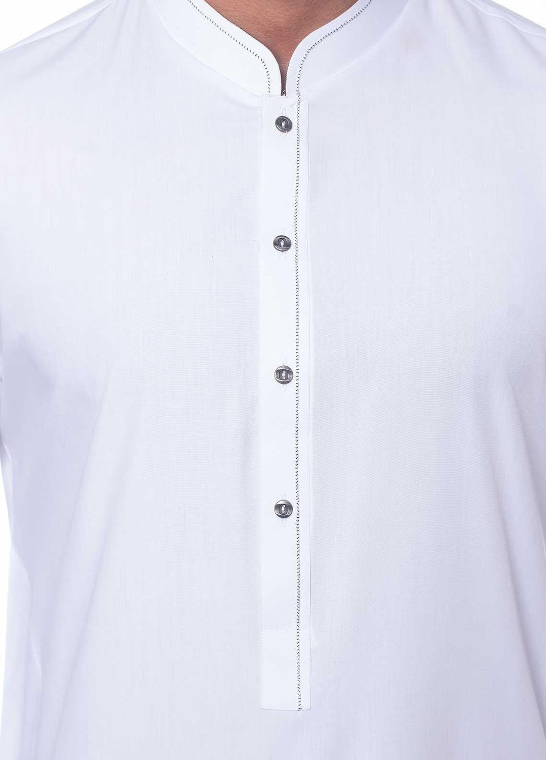 Aizaz Zafar Wash N Wear Formal Kameez Shalwar for Men -  D-1407 White