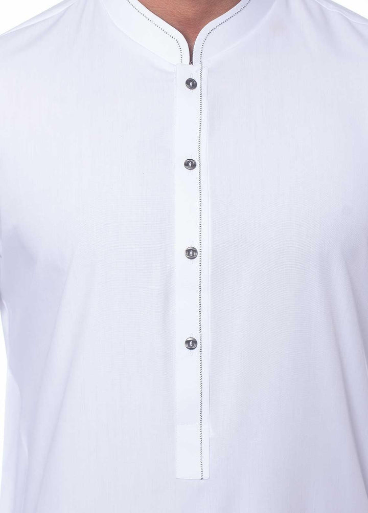 Aizaz Zafar Wash N Wear Formal Kameez Shalwar for Men -  D-1407 White