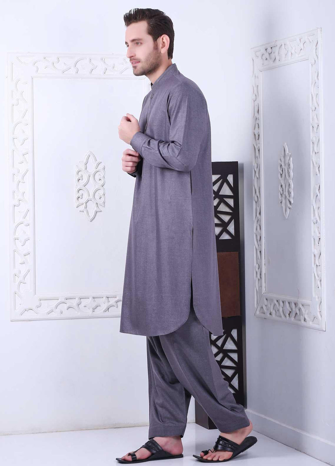 Aizaz Zafar Wash N Wear Formal Shalwar Kameez for Men -  AZ21FM D-685 Dark Grey
