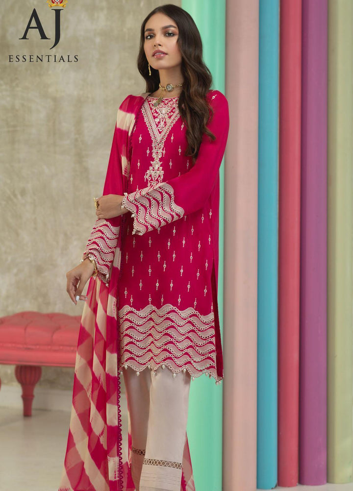 AJ Essentials by Asim Jofa Embroidered Cotton Suits Unstitched 3 Piece AJ22AJ AJES-14 - Summer Collection