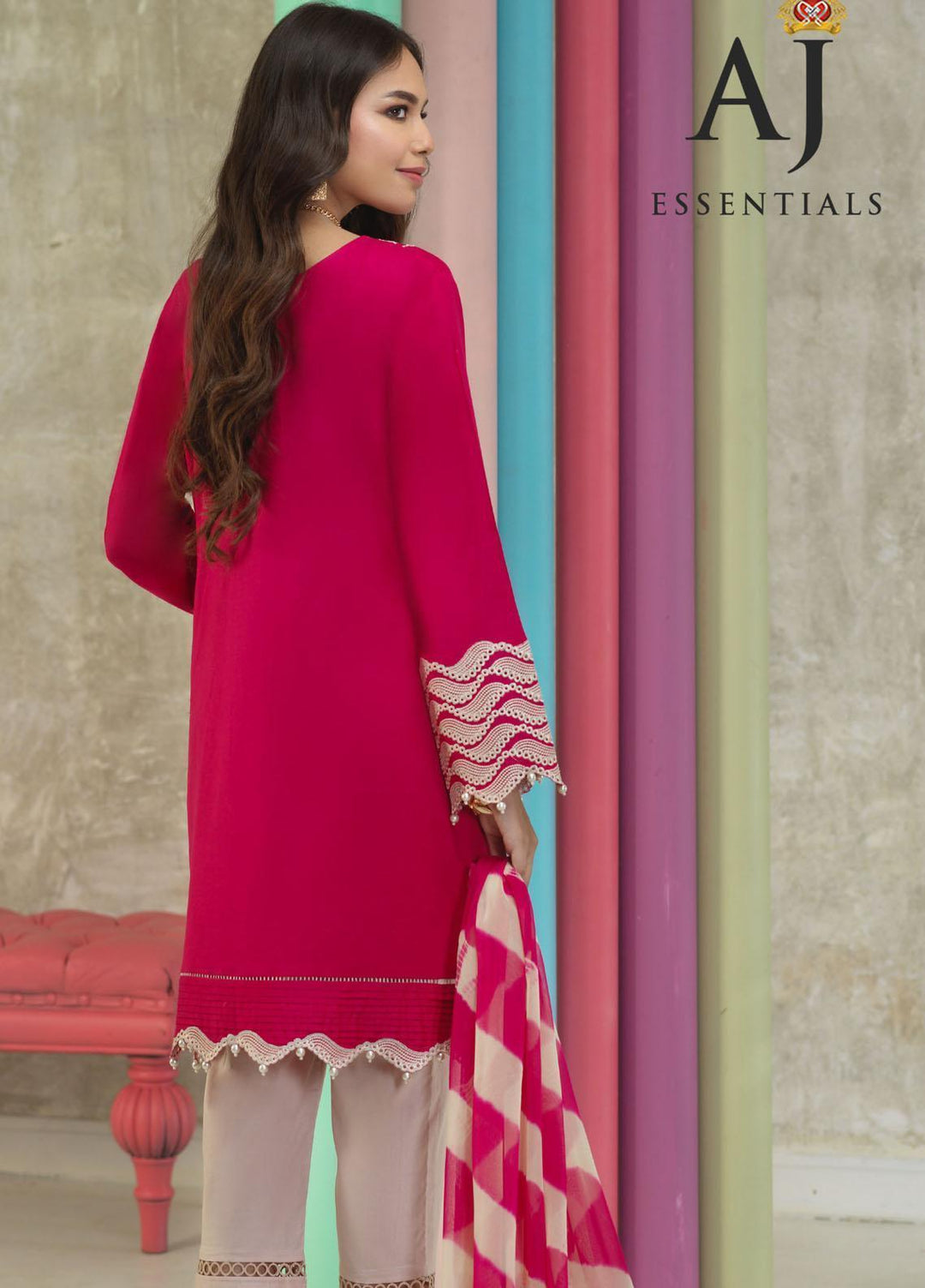 AJ Essentials by Asim Jofa Embroidered Cotton Suits Unstitched 3 Piece AJ22AJ AJES-14 - Summer Collection