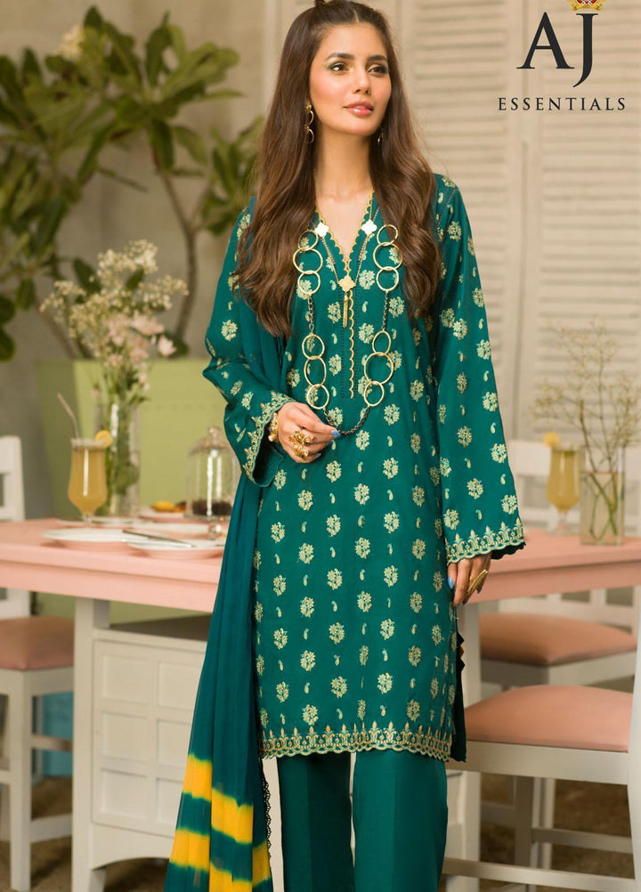 AJ Essentials by Asim Jofa Embroidered Cotton Suits Unstitched 3 Piece AJ22AJ AJES-18 - Summer Collection