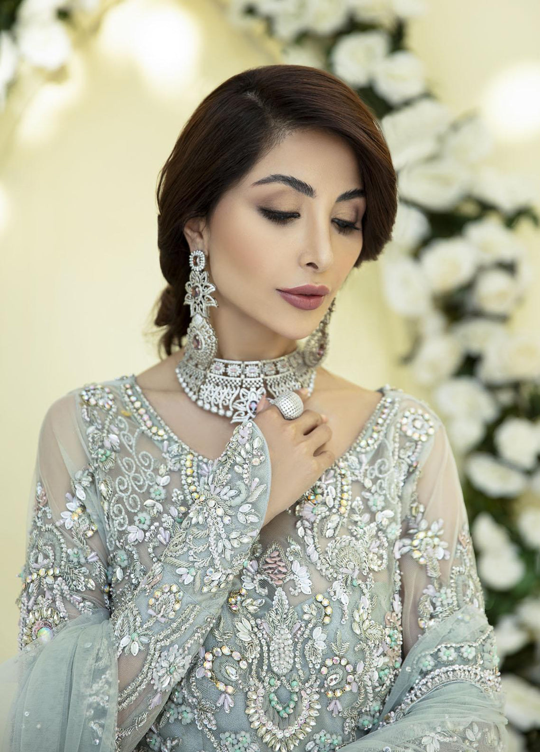 AJR Couture - Abbas Jamil Rajpoot Luxury Pret Bridal Net 2 Piece Dress AJR22BRD IRENE
