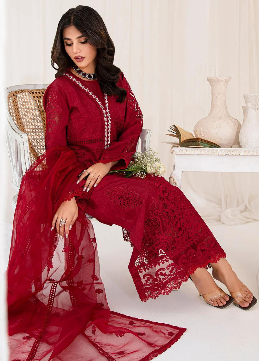 AJR Couture - Abbas Jamil Rajpoot Pret Embroidered Raw silk 4 Piece Suit Elowen