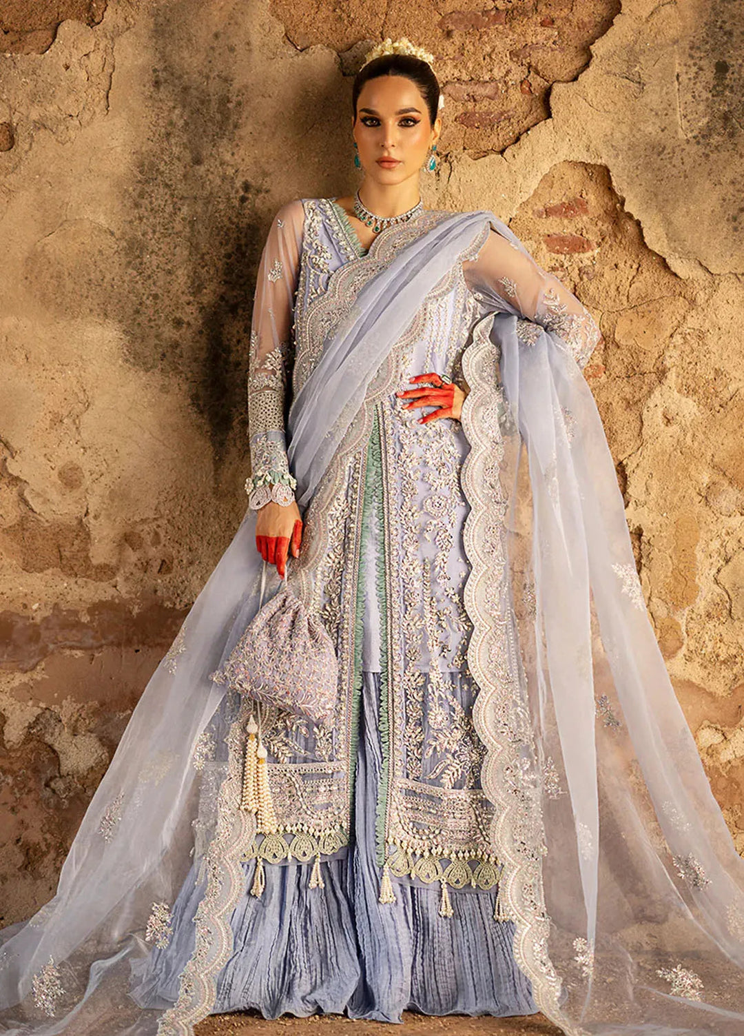 AJR Couture Embroidered Net Suit Unstitched 3 Piece AJR24LF AFF-03 Majesty - Luxury Collection