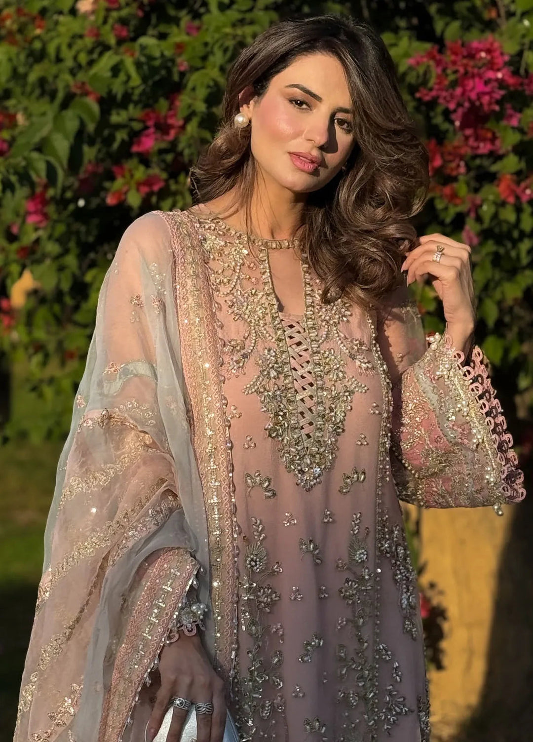 AJR Couture Embroidered Net Suit Unstitched 3 Piece AJR24LF AFF-08 Mirage - Luxury Collection