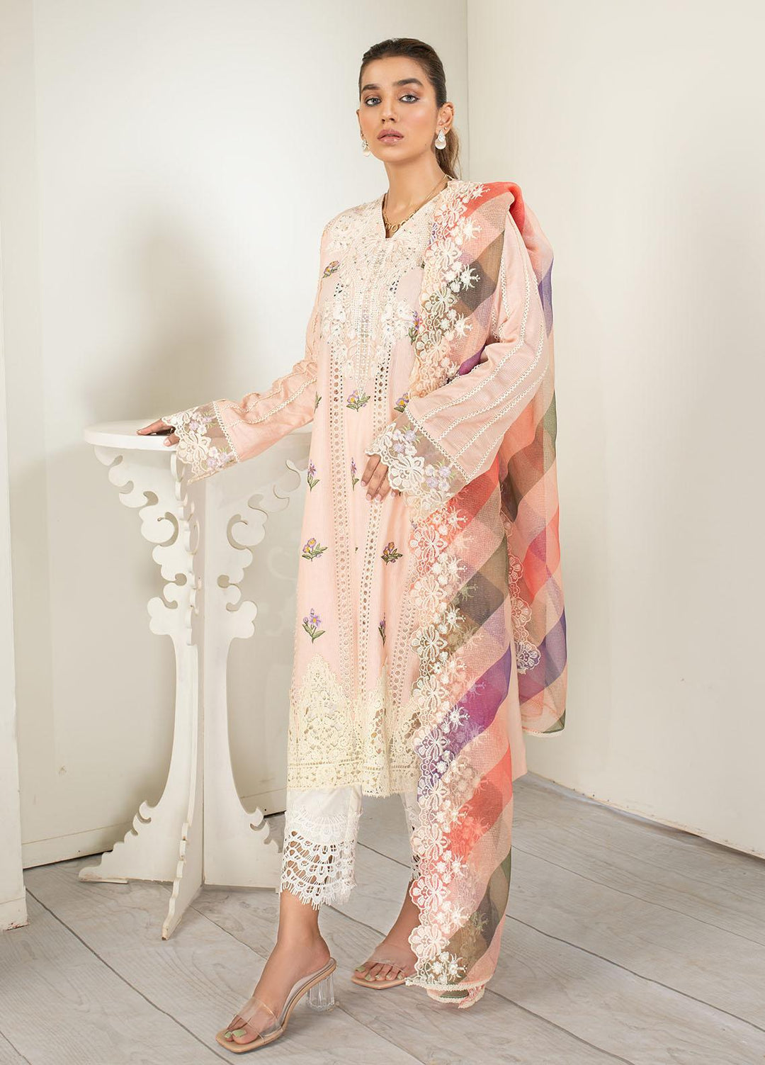 AJR Couture - Abbas Jamil Rajpoot Luxury Pret Embroidered Lawn 3 Piece Suit AJR21L 01 Crepe