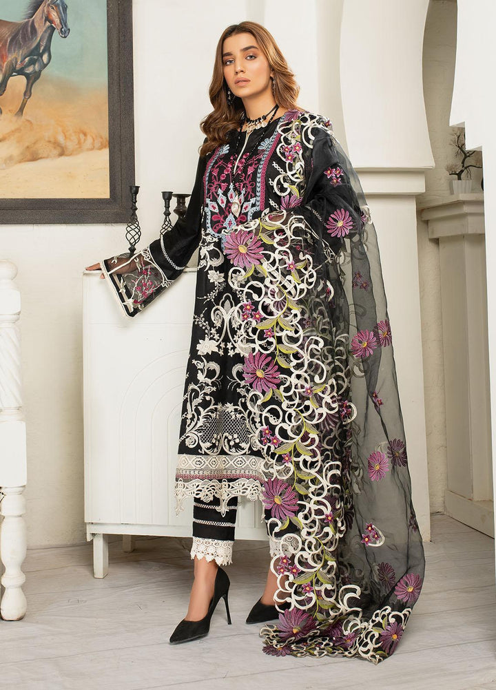 AJR Couture - Abbas Jamil Rajpoot Luxury Pret Embroidered Lawn 3 Piece Suit AJR21L 03 Raven