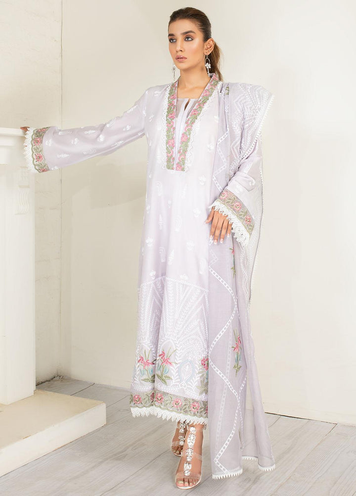 AJR Couture - Abbas Jamil Rajpoot Luxury Pret Embroidered Lawn 3 Piece Suit AJR21L 04 Periwinkle