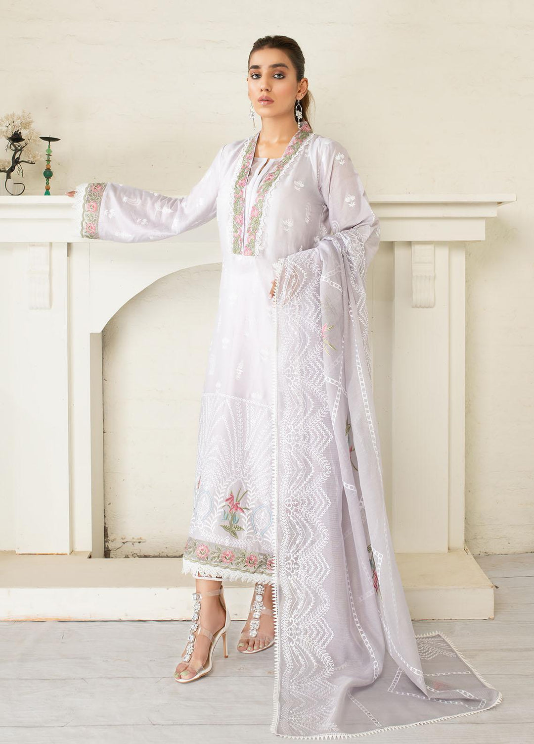 AJR Couture - Abbas Jamil Rajpoot Luxury Pret Embroidered Lawn 3 Piece Suit AJR21L 04 Periwinkle