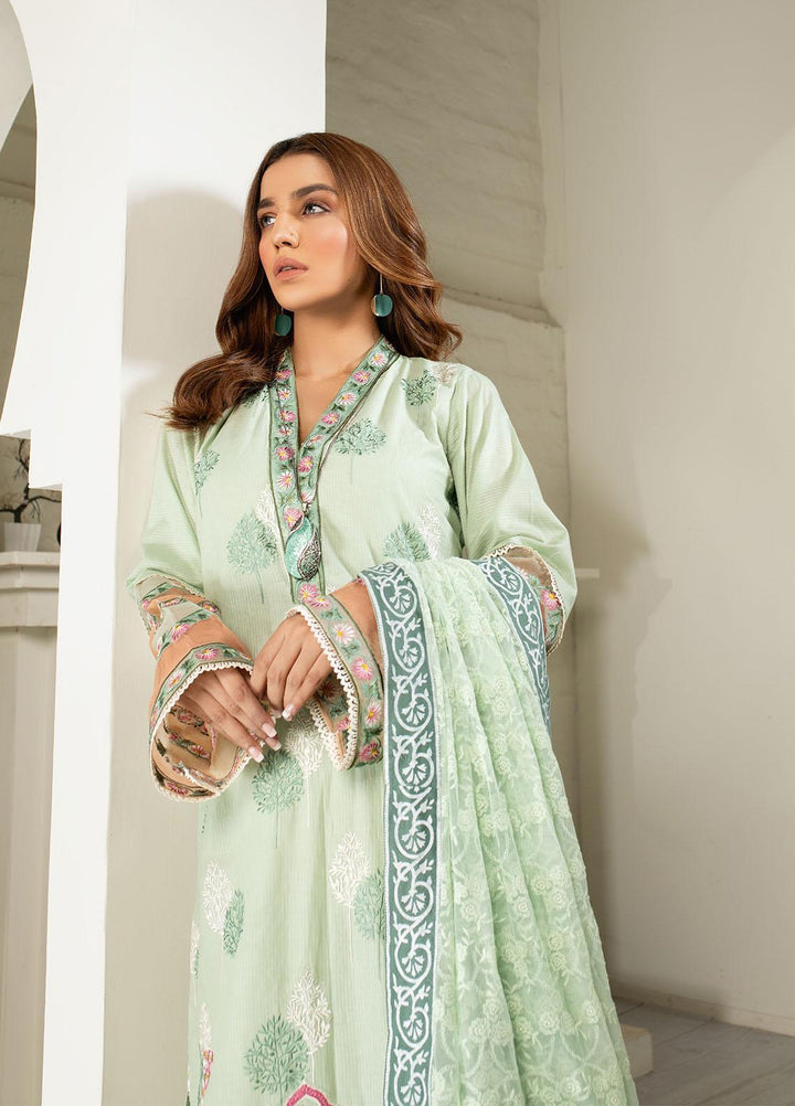 AJR Couture - Abbas Jamil Rajpoot Luxury Pret Embroidered Lawn 3 Piece Suit AJR21L 06 Celery Ice