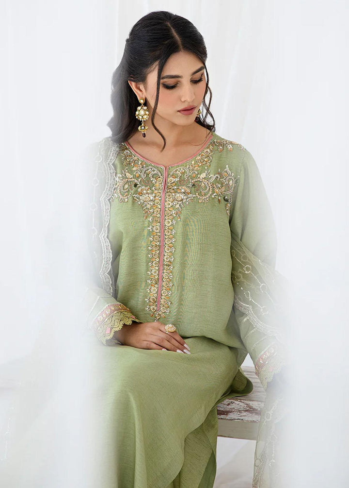AJR Couture - Abbas Jamil Rajpoot Pret Embroidered Raw silk 3 Piece Suit Iberis