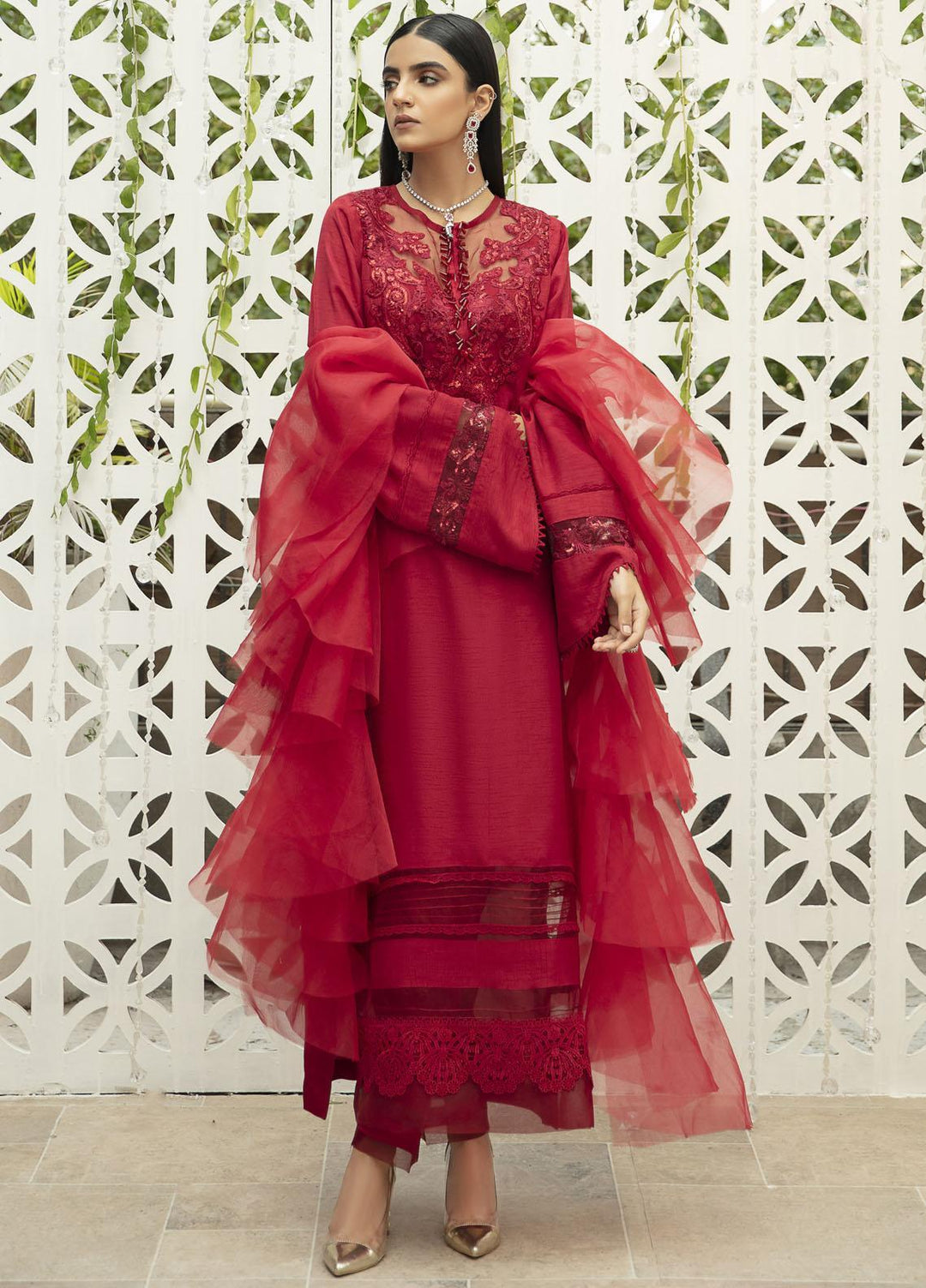 AJR Couture - Abbas Jamil Rajpoot Luxury Pret  Raw Silk 3 Piece Dress AJR21P LP-01 Carnation
