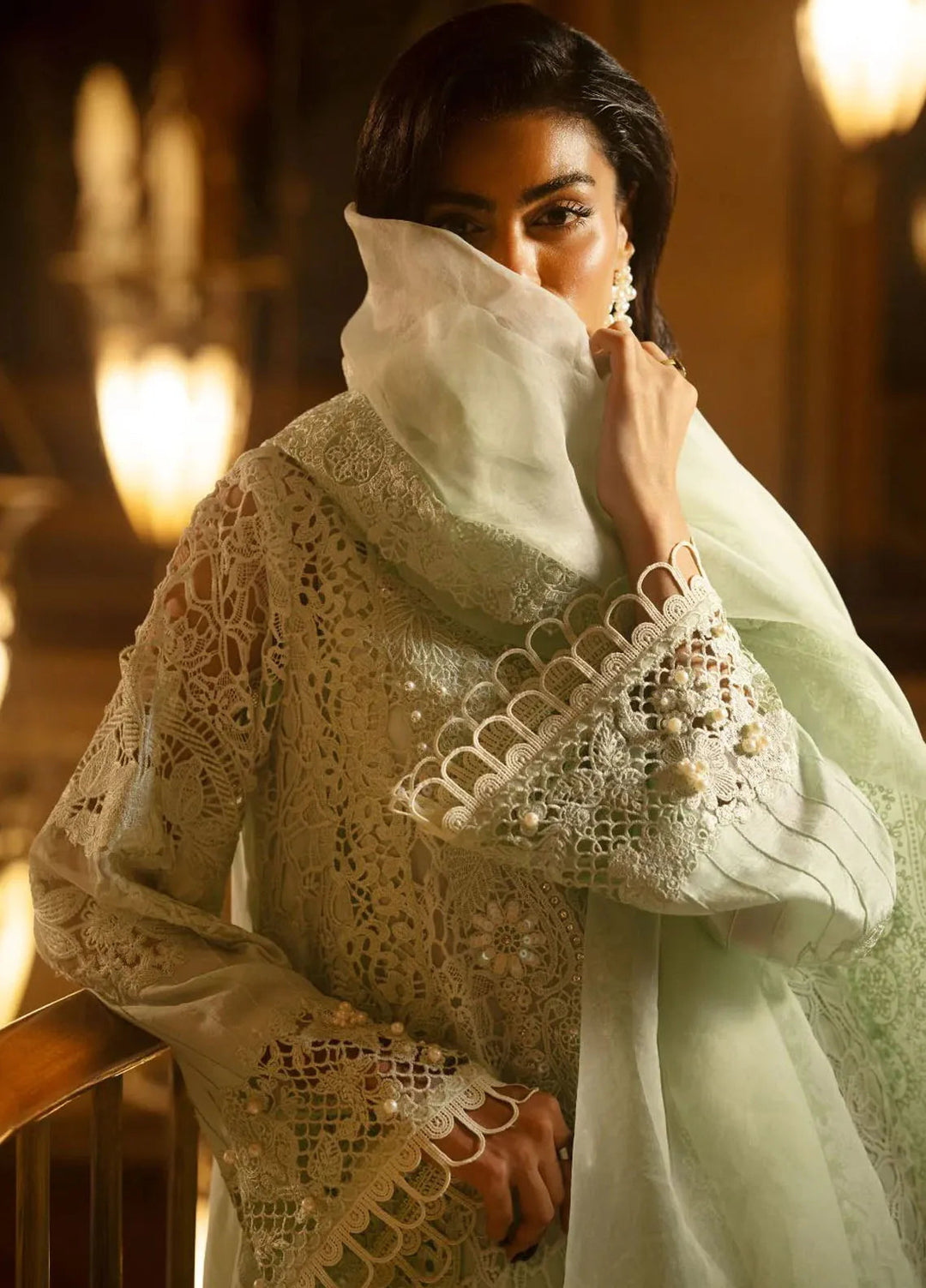 AJR Couture Pret Embroidered 3 Piece Suit Lime