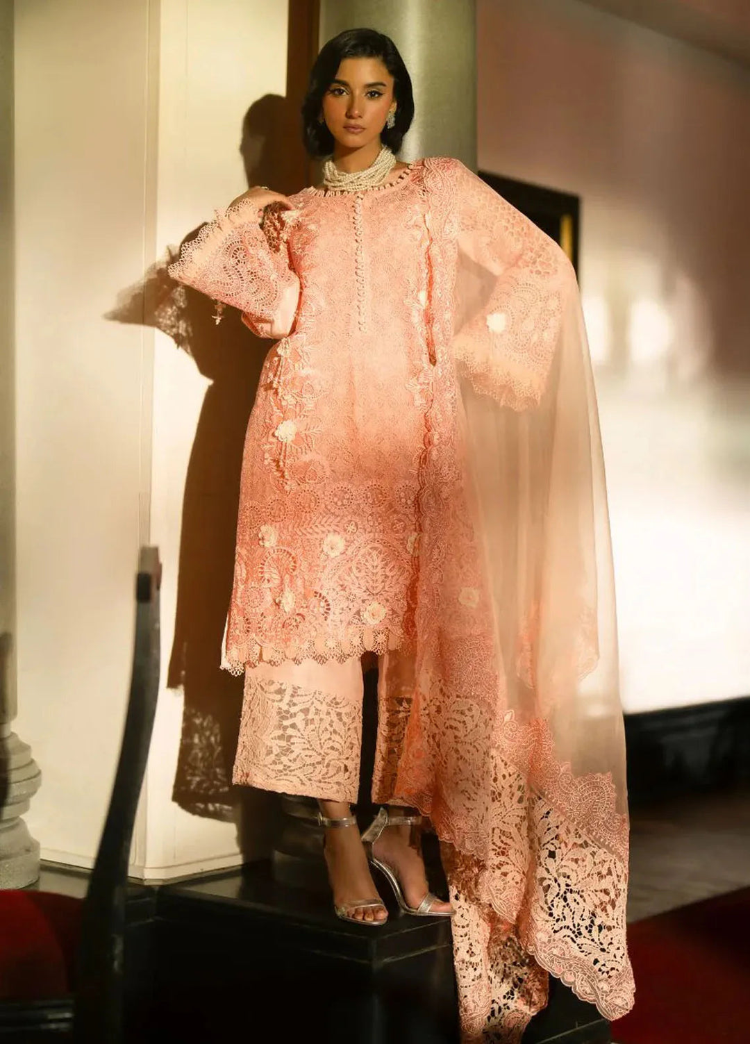 AJR Couture Pret Embroidered 3 Piece Suit Lucent