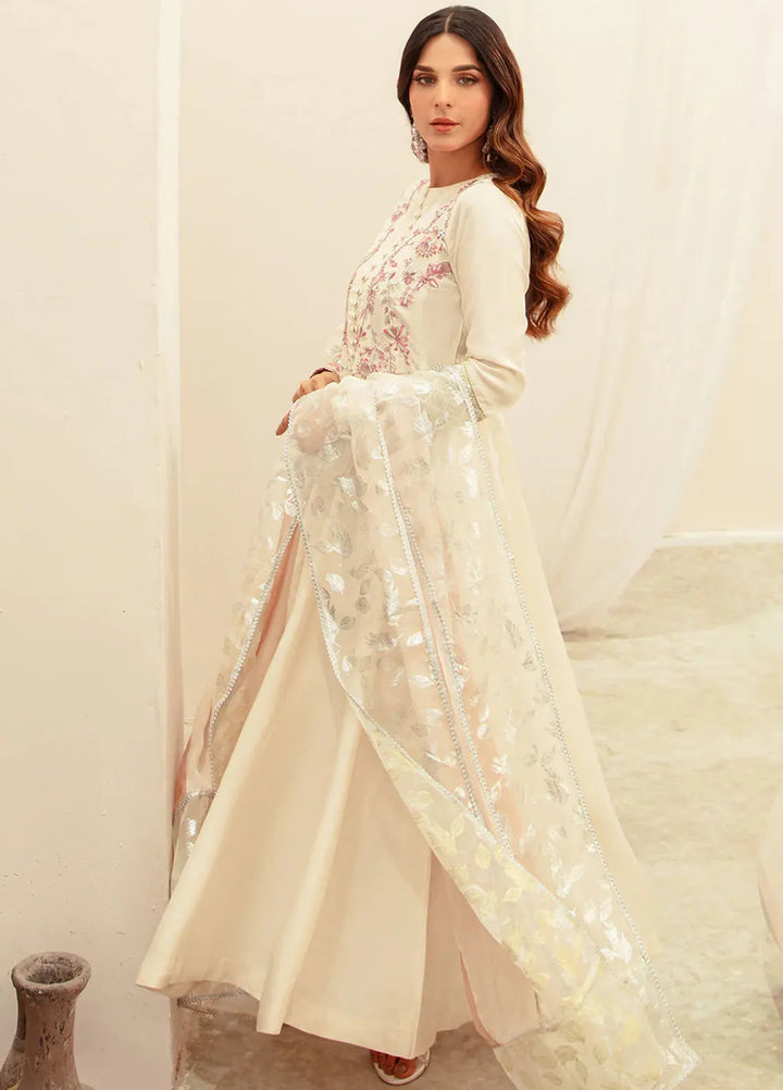 Ajr Couture Pret Embroidered Raw Silk 3 Piece Suit Fawn